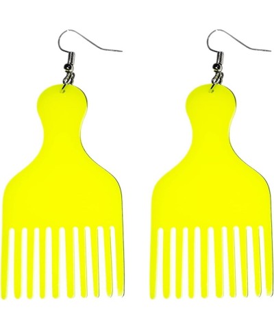 Afro Pick Acrylic Earrings Yellow $11.57 Earrings