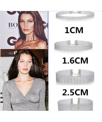 3 Pieces Sparkly Rhinestone Choker Necklaces Silver Gold Plated Diamond Choker Dainty Crystal Necklace for Women Girls Bridal...