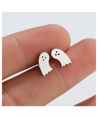 Minimalist Ghost Small Little Stud Earrings for Women Girls Men Cute Stainless Steel Halloween Cartilage Tragus Hypoallergeni...