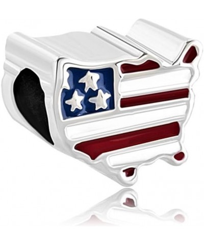 Patriotic Proud To Be American Flag Country Of USA UK CA DE FR Map Charm For Bracelets American Flag Map $10.25 Bracelets