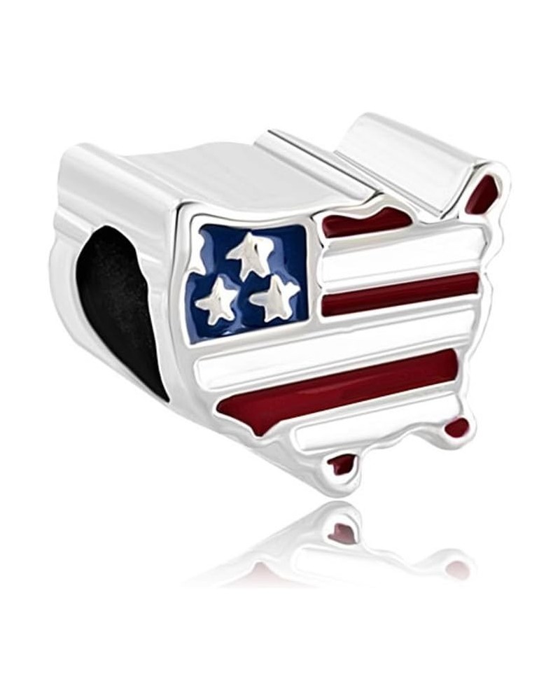 Patriotic Proud To Be American Flag Country Of USA UK CA DE FR Map Charm For Bracelets American Flag Map $10.25 Bracelets