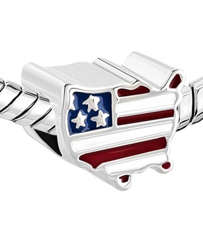 Patriotic Proud To Be American Flag Country Of USA UK CA DE FR Map Charm For Bracelets American Flag Map $10.25 Bracelets