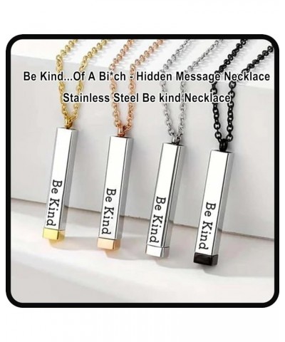 Be Kind...Of A Bitch - Hidden Message Necklace, Be Kind of A Bitch Necklace, Personalized 3D Engraving Vertical Bar Necklace,...