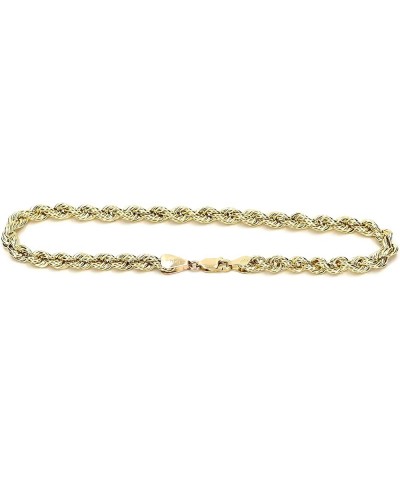 Real 10K Yellow Gold Hollow Rope Men and Women 4.0mm, 7" to 10 8.0 Inches $62.37 Bracelets