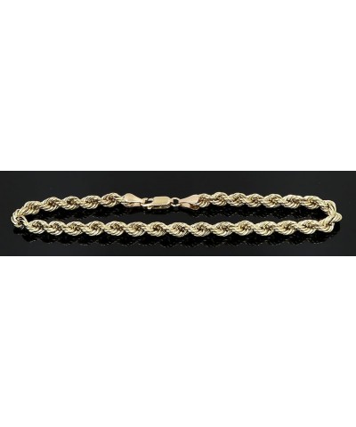 Real 10K Yellow Gold Hollow Rope Men and Women 4.0mm, 7" to 10 8.0 Inches $62.37 Bracelets