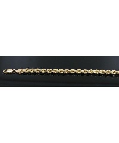 Real 10K Yellow Gold Hollow Rope Men and Women 4.0mm, 7" to 10 8.0 Inches $62.37 Bracelets