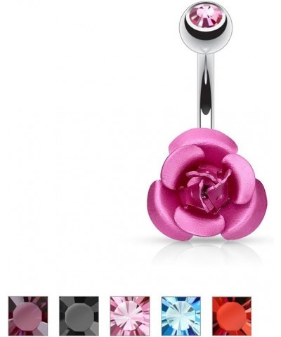 Colored Metal Rose 316L Surgical Steel Belly Button Ring (Sold Per Piece) Purple $9.17 Body Jewelry