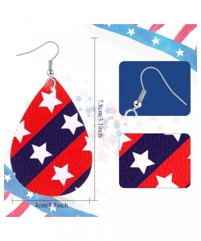 12 Pairs Veteran's Day Gifts American Flag Faux Leather Earrings Star Print Teardrop Dangle Earring Independence Day Drop Ear...