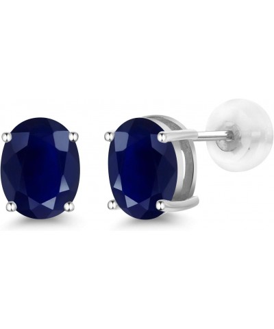 14K White Gold Blue Sapphire Stud Earrings For Women (3.60 Cttw, Gemstone Birthstone, Oval 8X6MM) $82.80 Earrings