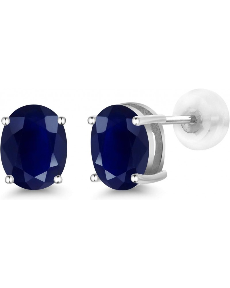 14K White Gold Blue Sapphire Stud Earrings For Women (3.60 Cttw, Gemstone Birthstone, Oval 8X6MM) $82.80 Earrings