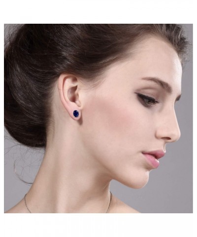 14K White Gold Blue Sapphire Stud Earrings For Women (3.60 Cttw, Gemstone Birthstone, Oval 8X6MM) $82.80 Earrings