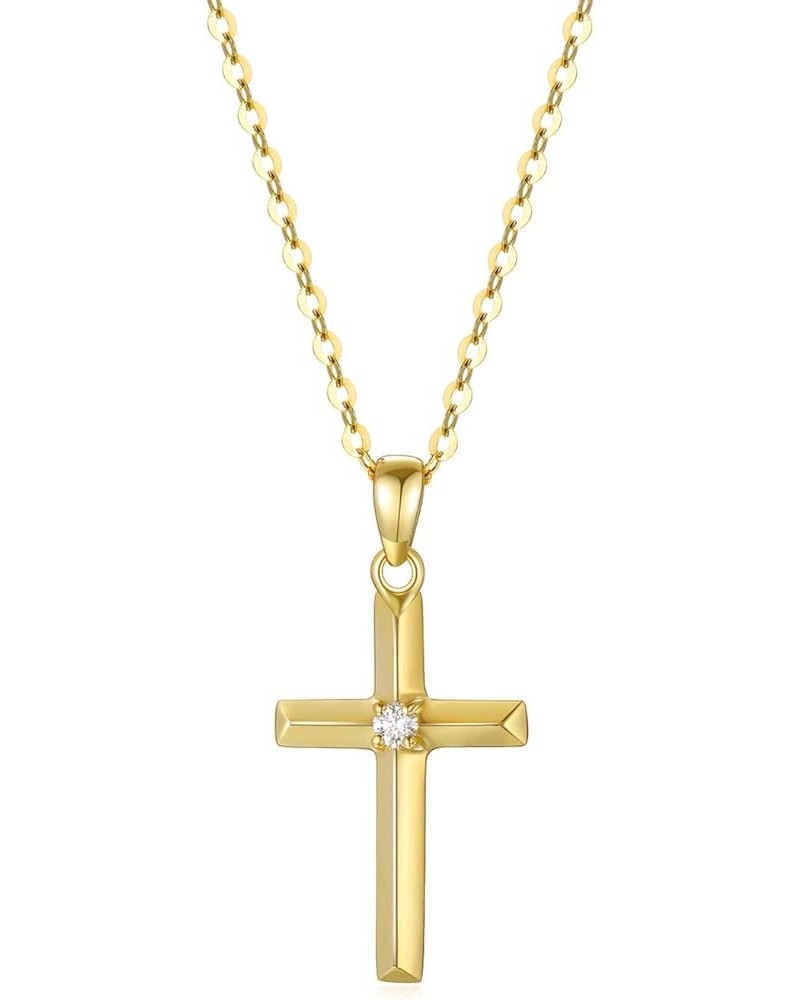 14k Gold Diamond Cross Necklace with Gold Chain, Religioius Jewelry Mother's Day Gifts for Women Teens (0.03 ct), 16-18 Inch ...