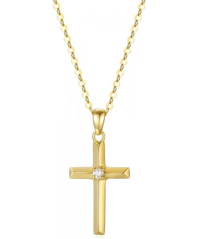 14k Gold Diamond Cross Necklace with Gold Chain, Religioius Jewelry Mother's Day Gifts for Women Teens (0.03 ct), 16-18 Inch ...