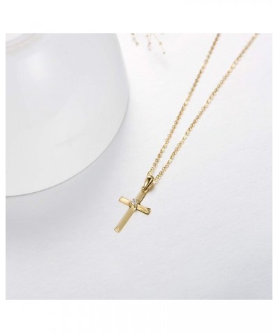 14k Gold Diamond Cross Necklace with Gold Chain, Religioius Jewelry Mother's Day Gifts for Women Teens (0.03 ct), 16-18 Inch ...