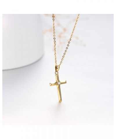 14k Gold Diamond Cross Necklace with Gold Chain, Religioius Jewelry Mother's Day Gifts for Women Teens (0.03 ct), 16-18 Inch ...