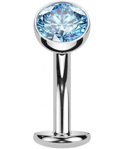 14GA F136 Implant Grade Titanium Threadless Convex Base CZ Crystal Floating Belly Button Ring Aqua $8.62 Body Jewelry