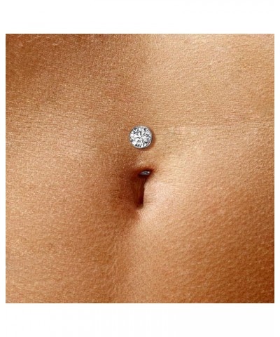 14GA F136 Implant Grade Titanium Threadless Convex Base CZ Crystal Floating Belly Button Ring Aqua $8.62 Body Jewelry