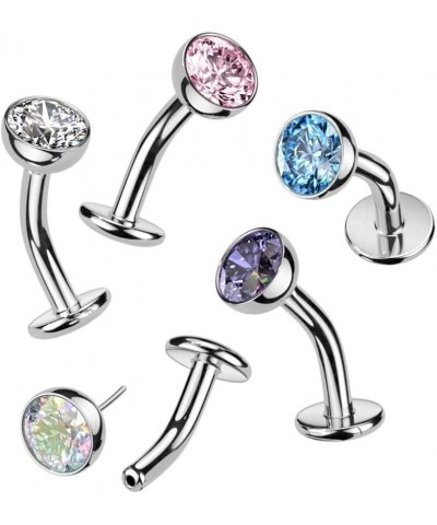 14GA F136 Implant Grade Titanium Threadless Convex Base CZ Crystal Floating Belly Button Ring Aqua $8.62 Body Jewelry