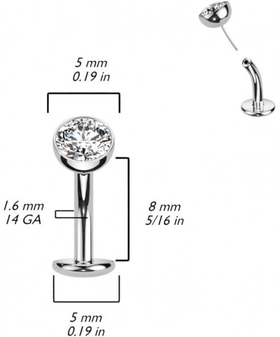 14GA F136 Implant Grade Titanium Threadless Convex Base CZ Crystal Floating Belly Button Ring Aqua $8.62 Body Jewelry