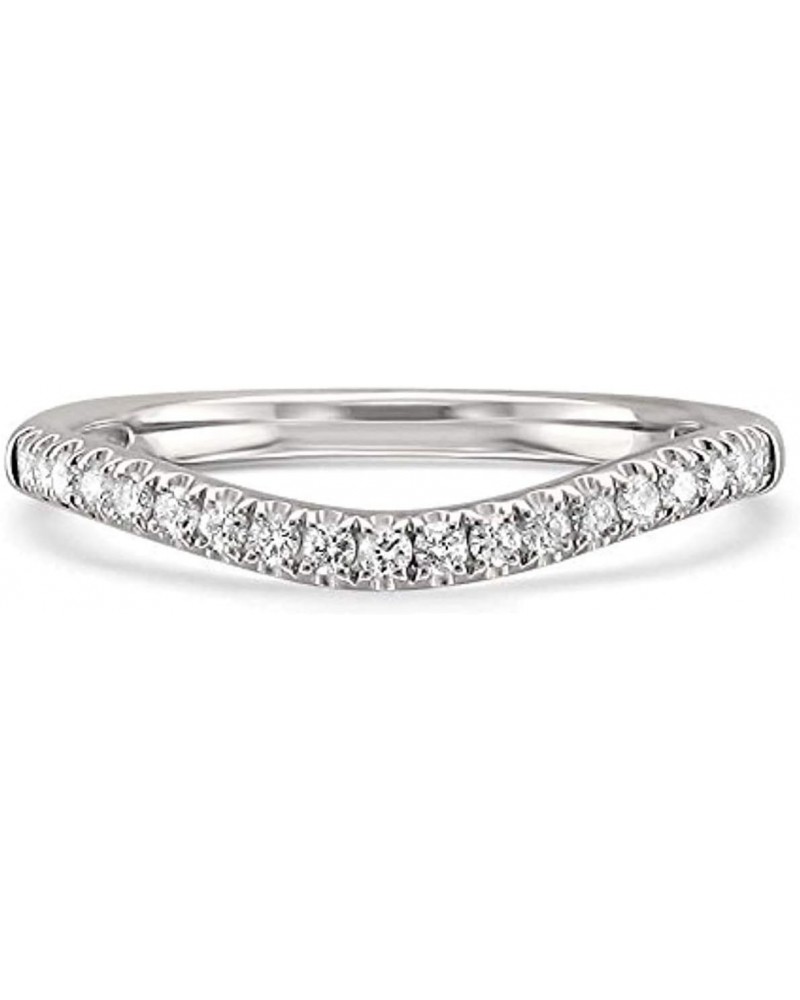 0.35 (Ctw) Cubic Zirconia Wedding Curved Half Eternity Band Ring for Womens 14k White Gold Plated 925 Sterling Silver $23.49 ...