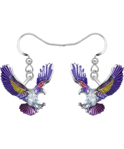 Cute Enamel Eagle Earrings Hawk Dangle for Women Girls Bird Jewelry Gifts Purple $8.63 Earrings