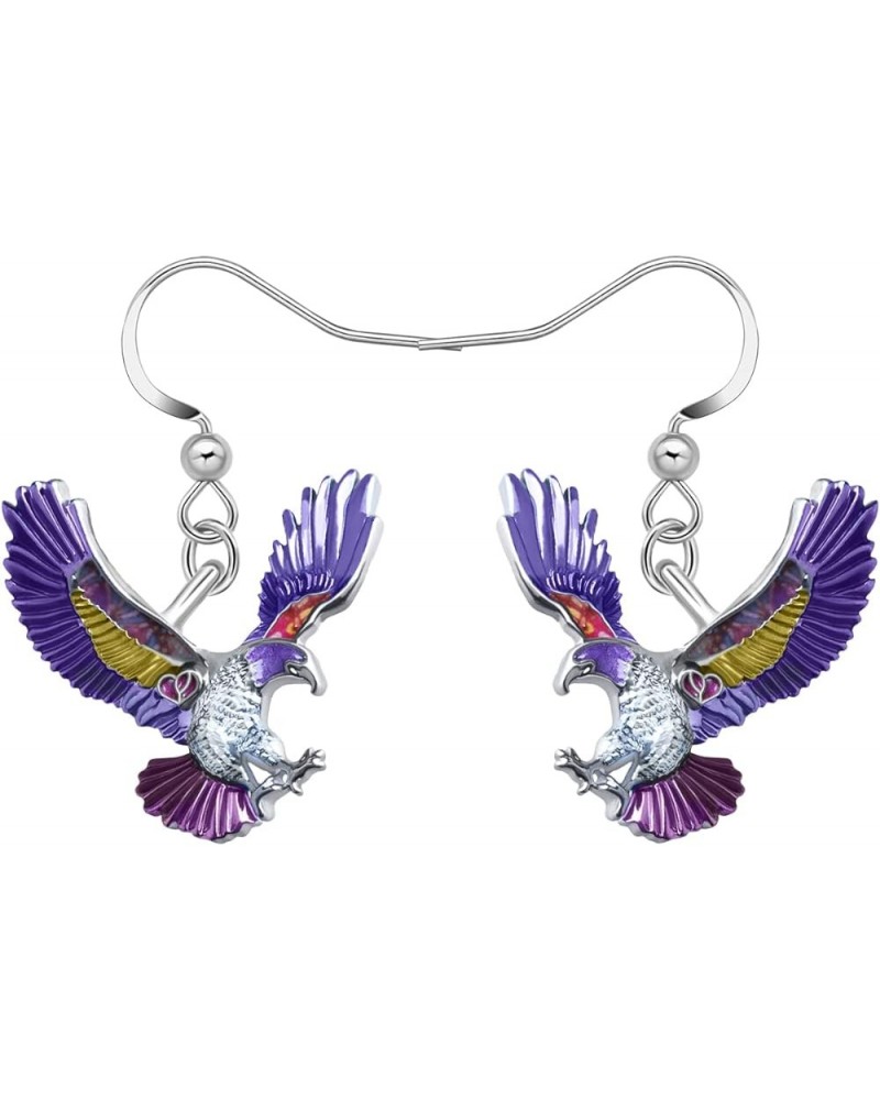 Cute Enamel Eagle Earrings Hawk Dangle for Women Girls Bird Jewelry Gifts Purple $8.63 Earrings