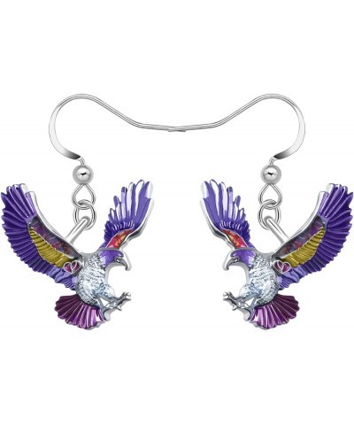 Cute Enamel Eagle Earrings Hawk Dangle for Women Girls Bird Jewelry Gifts Purple $8.63 Earrings