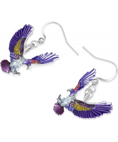 Cute Enamel Eagle Earrings Hawk Dangle for Women Girls Bird Jewelry Gifts Purple $8.63 Earrings