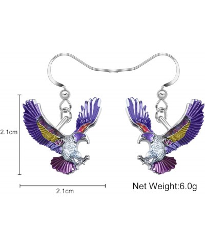 Cute Enamel Eagle Earrings Hawk Dangle for Women Girls Bird Jewelry Gifts Purple $8.63 Earrings