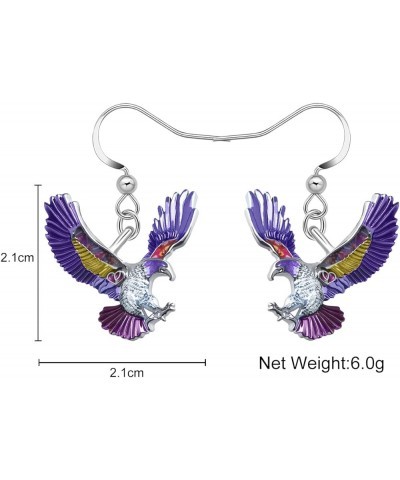 Cute Enamel Eagle Earrings Hawk Dangle for Women Girls Bird Jewelry Gifts Purple $8.63 Earrings