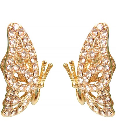 18k Gold Plated Butterfly Enamel Circle Clear Zirconia Crystal Drop Dangle Earrings Golden Crystal $9.68 Earrings