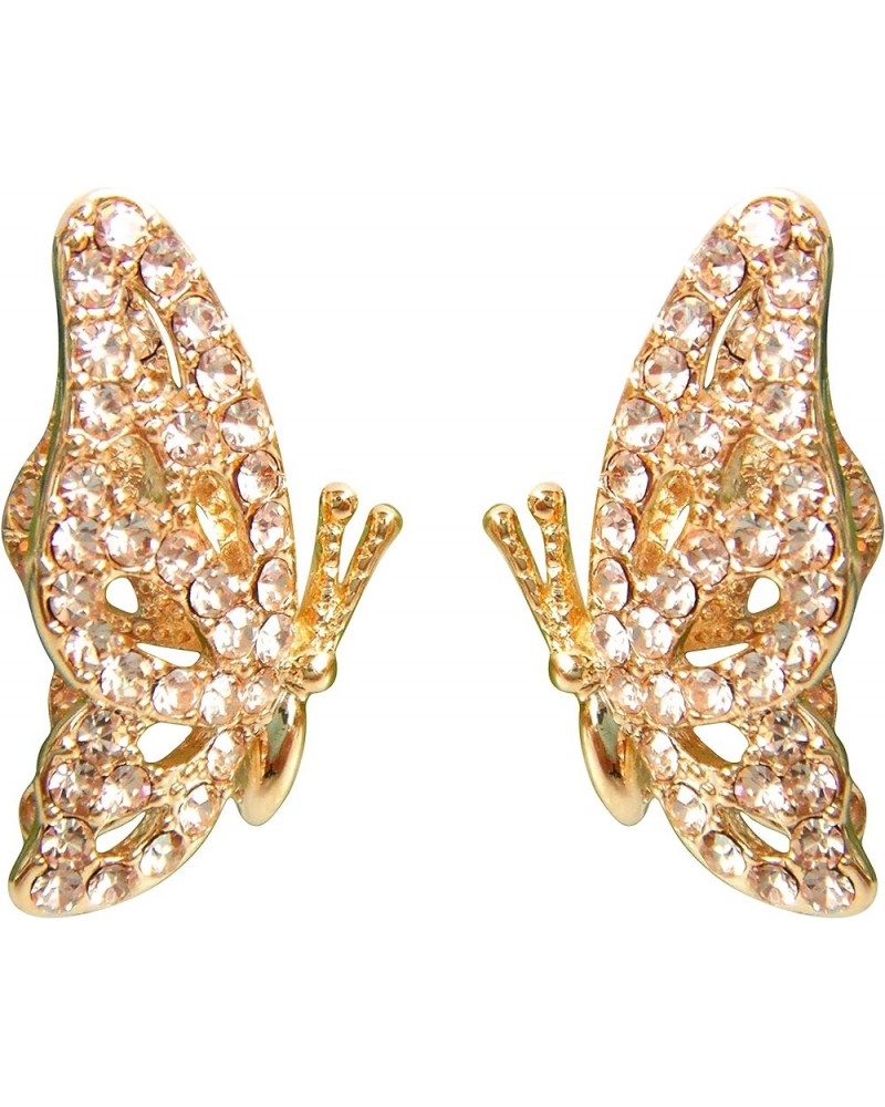 18k Gold Plated Butterfly Enamel Circle Clear Zirconia Crystal Drop Dangle Earrings Golden Crystal $9.68 Earrings