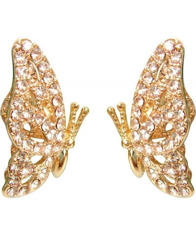 18k Gold Plated Butterfly Enamel Circle Clear Zirconia Crystal Drop Dangle Earrings Golden Crystal $9.68 Earrings