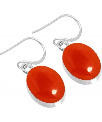 925 Sterling Silver Handmade Dangle Earring for Women Oval Gemstone Boho Silver Jewelry for Gift (98527_E) Carnelian $20.58 E...