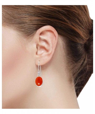 925 Sterling Silver Handmade Dangle Earring for Women Oval Gemstone Boho Silver Jewelry for Gift (98527_E) Carnelian $20.58 E...