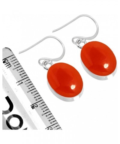 925 Sterling Silver Handmade Dangle Earring for Women Oval Gemstone Boho Silver Jewelry for Gift (98527_E) Carnelian $20.58 E...