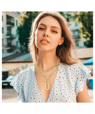 Chunky Gold Necklace for Women Statement Necklace Gold Chain Necklace Thick Cuban Link Chain Necklace Trendy Jewelry for Wome...