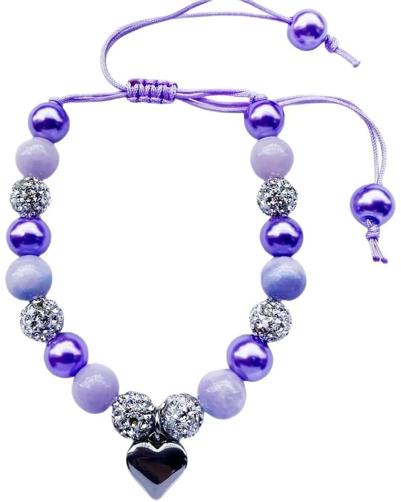 Gift for Granddaughter Bracelet Jewelry with Rhinestone Balls Faux Pearl heart purple $9.71 Bracelets