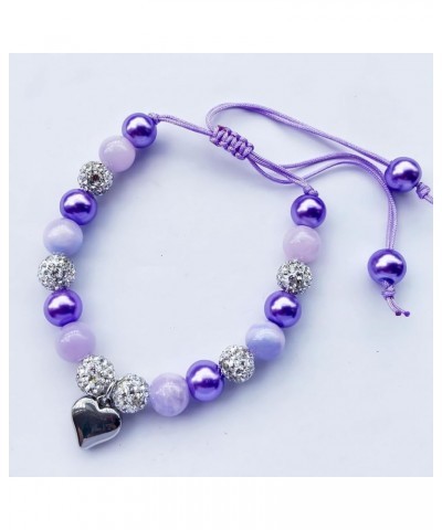 Gift for Granddaughter Bracelet Jewelry with Rhinestone Balls Faux Pearl heart purple $9.71 Bracelets