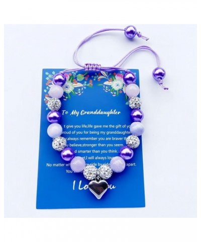 Gift for Granddaughter Bracelet Jewelry with Rhinestone Balls Faux Pearl heart purple $9.71 Bracelets