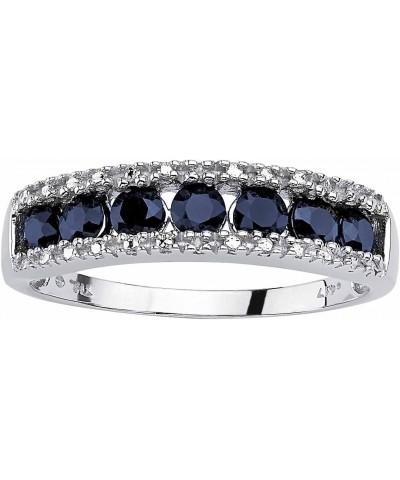 PalmBeach 10K White Gold Round Genuine Blue Sapphire and Diamond Accent Ring Sizes 6-10 $100.50 Rings