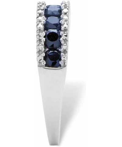 PalmBeach 10K White Gold Round Genuine Blue Sapphire and Diamond Accent Ring Sizes 6-10 $100.50 Rings