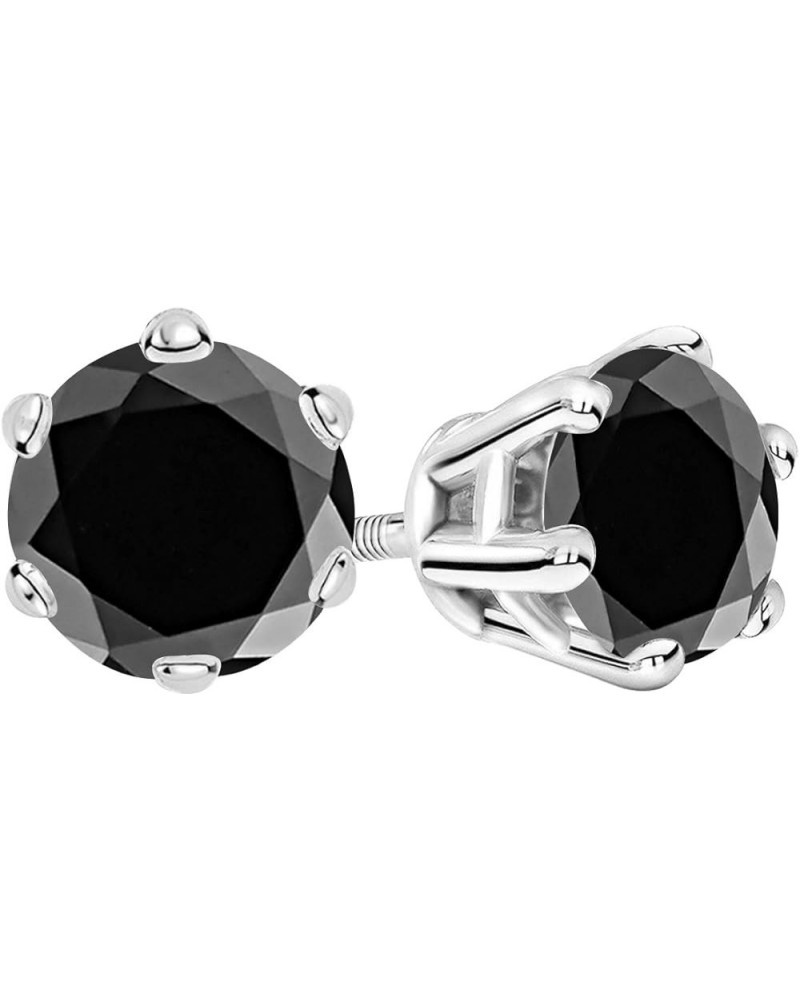 1/2-10 Carat Total Weight Black Diamond Stud Earrings 6 Prong Screw Back Platinum 1.5 carats $179.31 Earrings