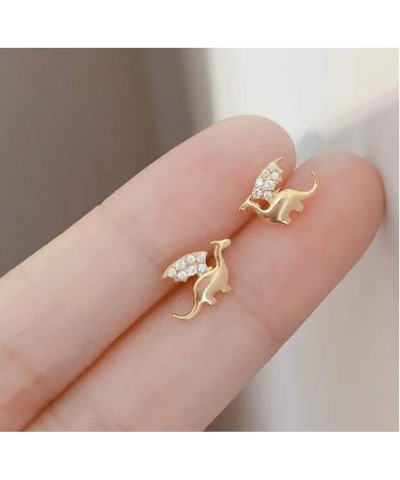 Cute Gold Plated Dragon Stud Earrings for Women Girls Dainty Tiny Small CZ Dinosaurs 925 Sterling Silver Post Hypoallergenic ...