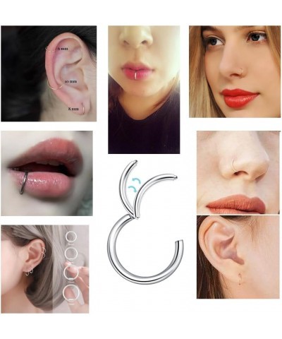 16G 18G Nose Rings Hoop 316L Stainless Steel Hinged Earrings Rings Hoop Septum Rings set Helix Ring Daith Ring Lip rings Body...