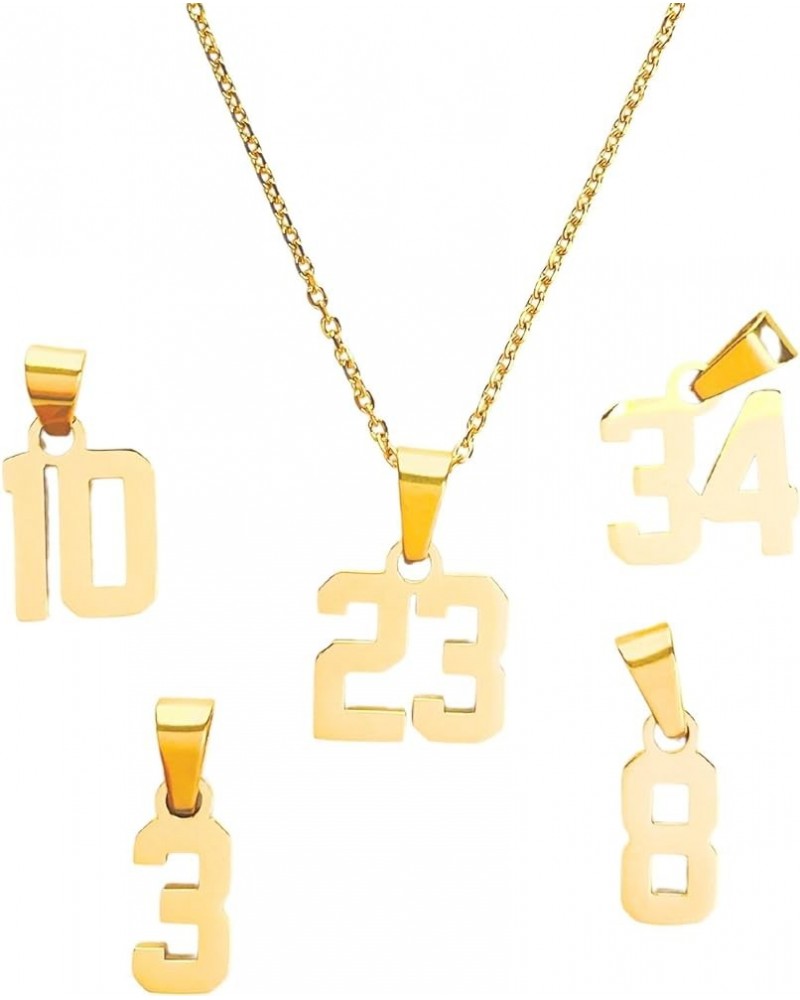 Mini Number Pendant Necklace Gold - Jersey Number Pendant Charm with Chain 00 $16.80 Necklaces