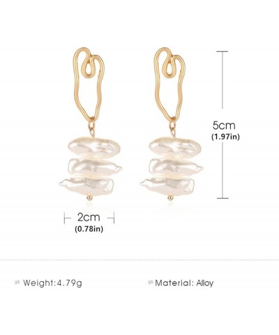 Geometric Pearl Earrings for Women Girls Gold Plated Vintage Hollow Love Heart Shape Irregular Imitate Shell Pearl Dangle Dro...