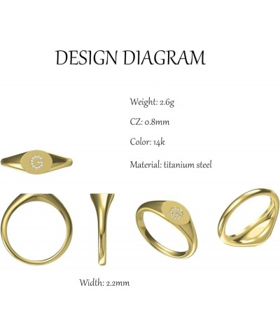 14k Gold Initial Rings for Women Handmade Custom Name Letter Zirconia Ring Non Tarnish Thin Gold Bands Valentine'S Day Mother...