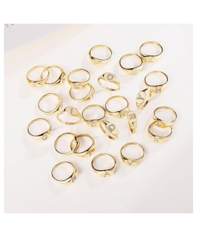 14k Gold Initial Rings for Women Handmade Custom Name Letter Zirconia Ring Non Tarnish Thin Gold Bands Valentine'S Day Mother...