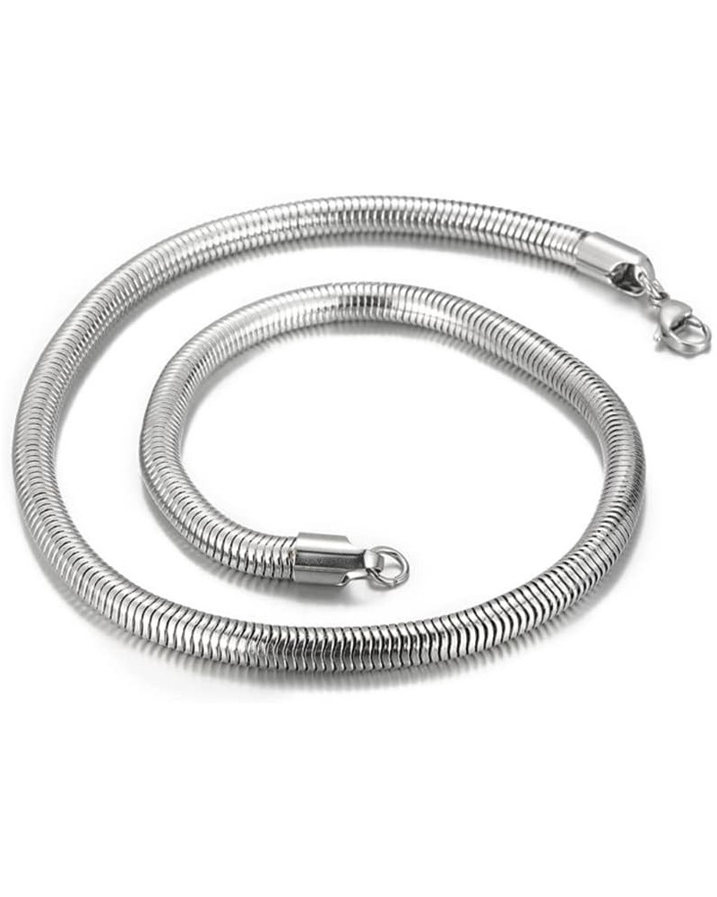 Stainless Steel Snake Chain Necklace for Men Women, Round Herringbone Snake Chain Necklace Solid Jewelry Silver 6mm 20.0 Inch...